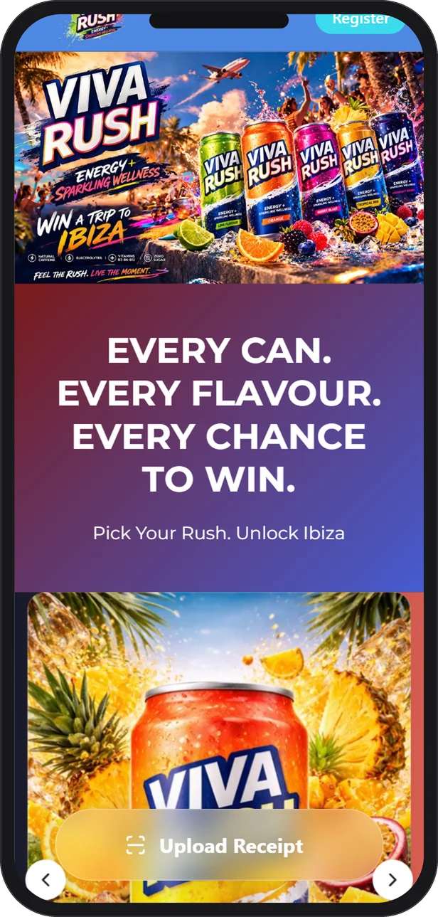 A FIBRE instant-win promotion on a phone